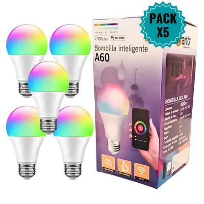 pack x5 ampolletas inteligente wifi rgb e27 10w_1