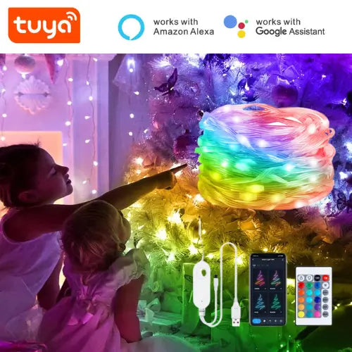 luces de navidad led exterior impermeables rgbw inteligente 10 metros googlealexa_2